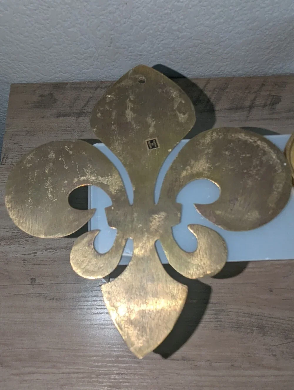 Vintage Solid Brass Fleur-de-Lis Wall Sconces - Pair